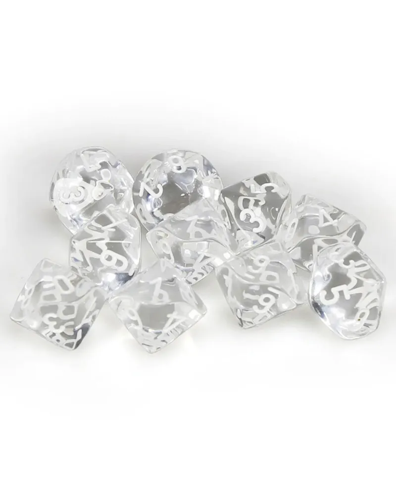 Kockice Chessex - Translucent - Clear & White (10) 