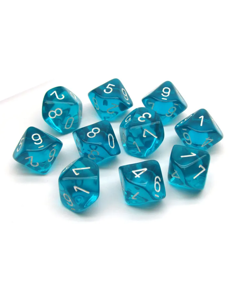 Kockice Chessex - Translucent - Teal & White (10) 