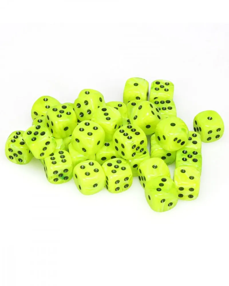 Kockice Chessex - Vortex - Bright Green & Black 12mm (36) 