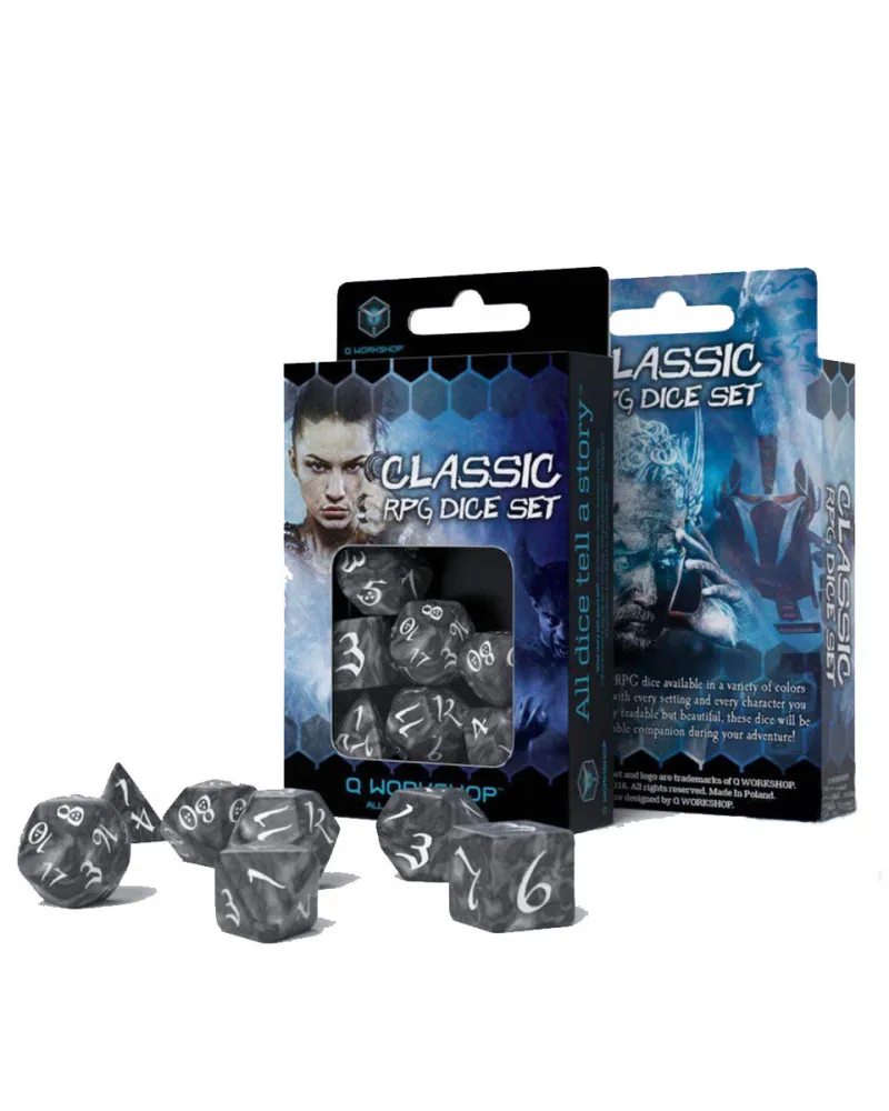 Kockice Q Workshop - Classic RPG Smoky & White - Dice Set (7) 