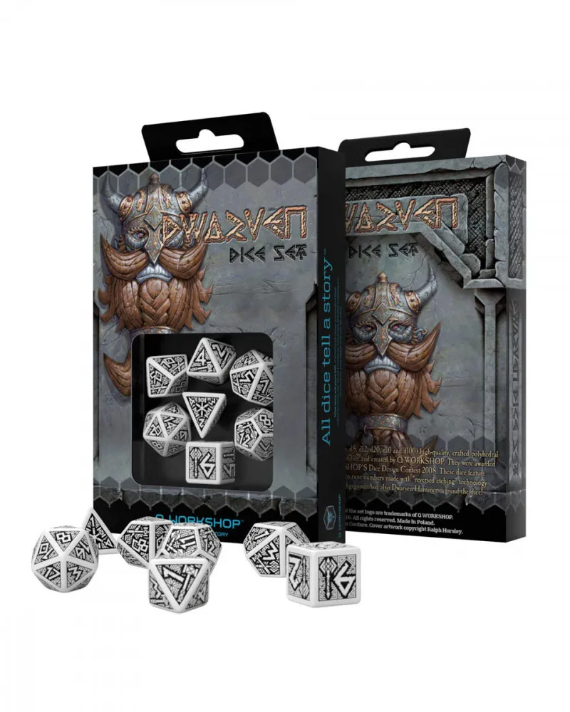 Kockice Q Workshop - Dwarven Gray & Black - Dice Set (7) 