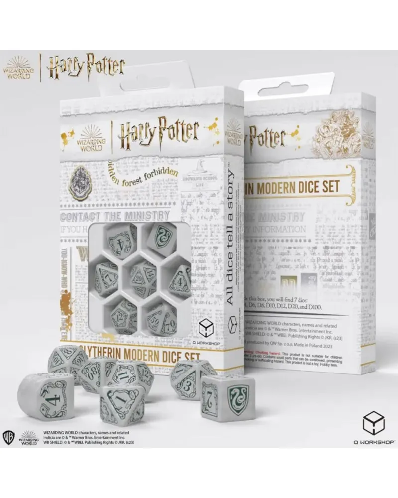 Kockice Q Workshop - Harry Potter - Slytherin Modern Dice Set - White (7) 