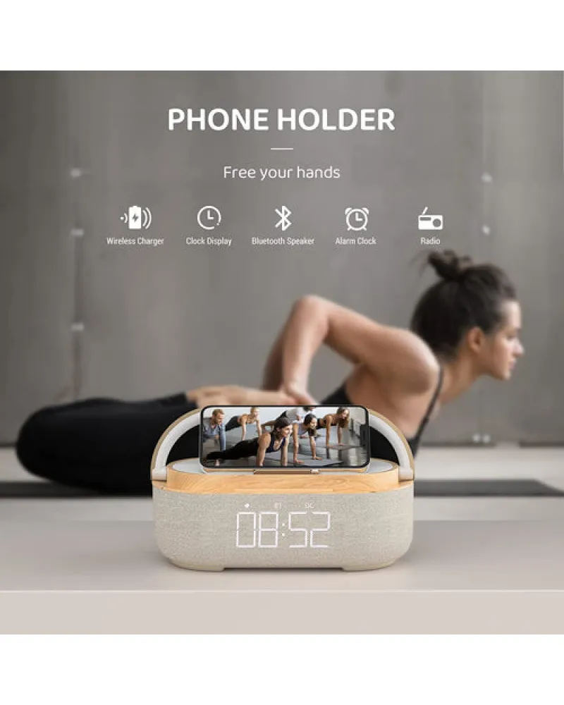 Lampa Moye Aurora - Lamp with Radio, Clock & Wi-Fi Charger 