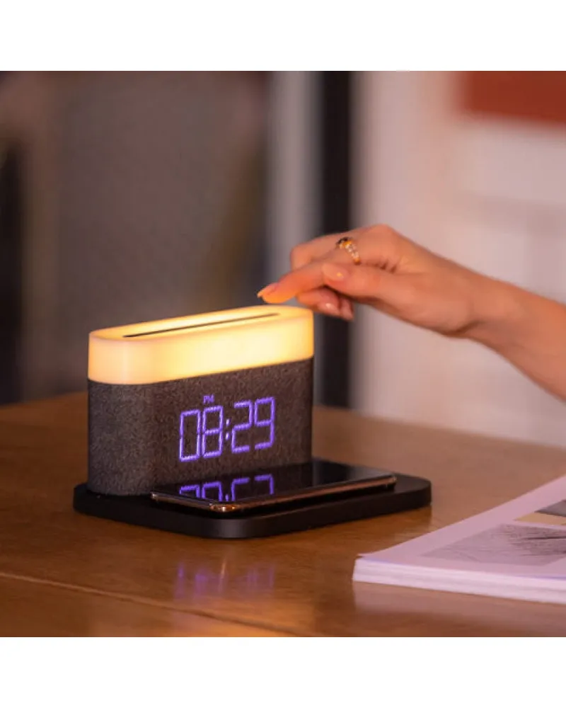 Lampa Moye Aurora with Clock and Wi-Fi Charger 