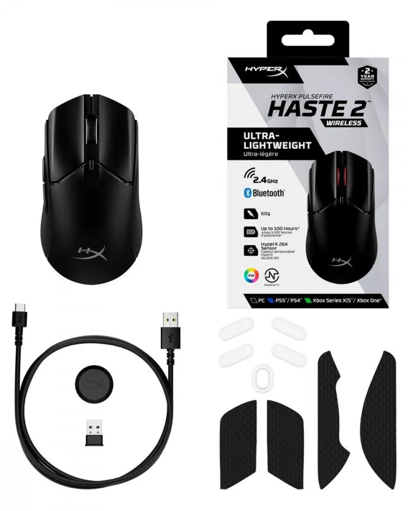 Miš HyperX Pulsefire Haste 2 Wireless - Black 