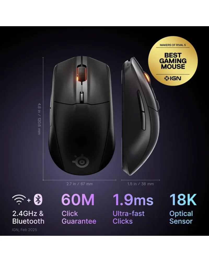 Miš SteelSeries RIVAL 3 Wireless v2 Black 