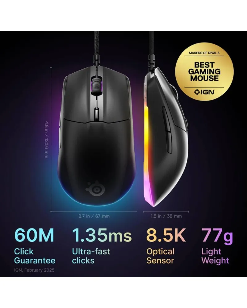 Miš SteelSeries RIVAL 3 V2 Black 