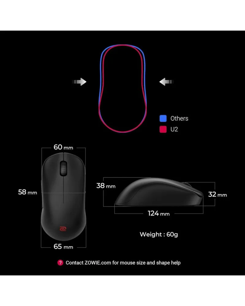 Miš Zowie U2 Wireless - Black 