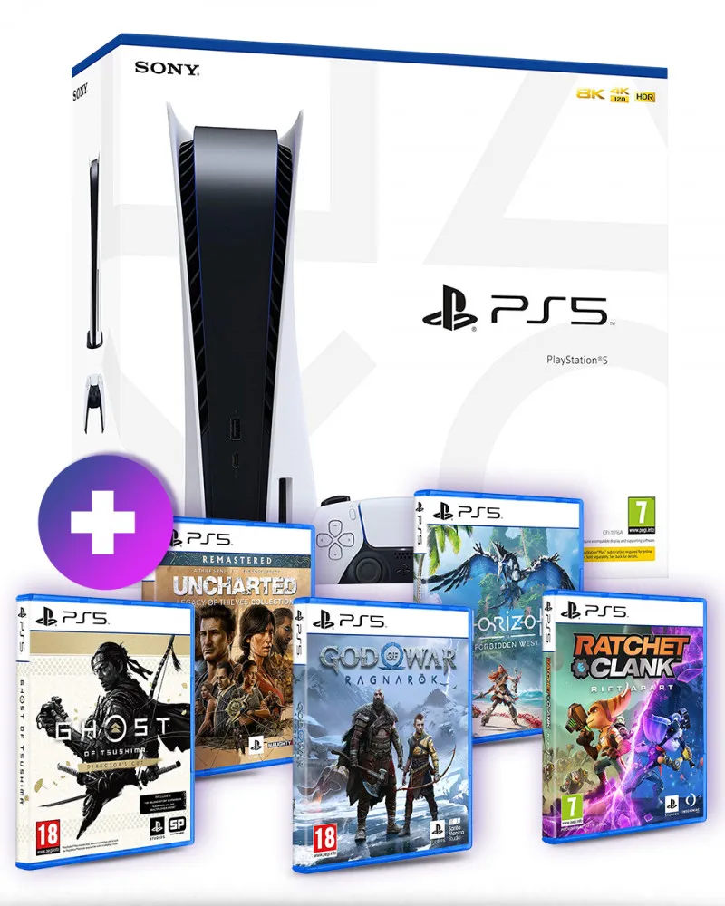 Konzola PlayStation 5 - 825GB + PS5 God of War Ragnarok + 4 PS5 igre 