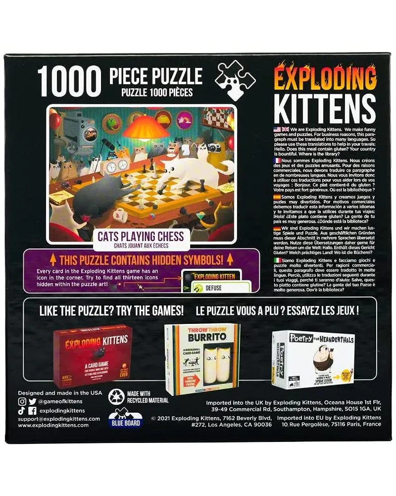 Puzzle for Adults Explodings Kittens - Cats Playing Chess 