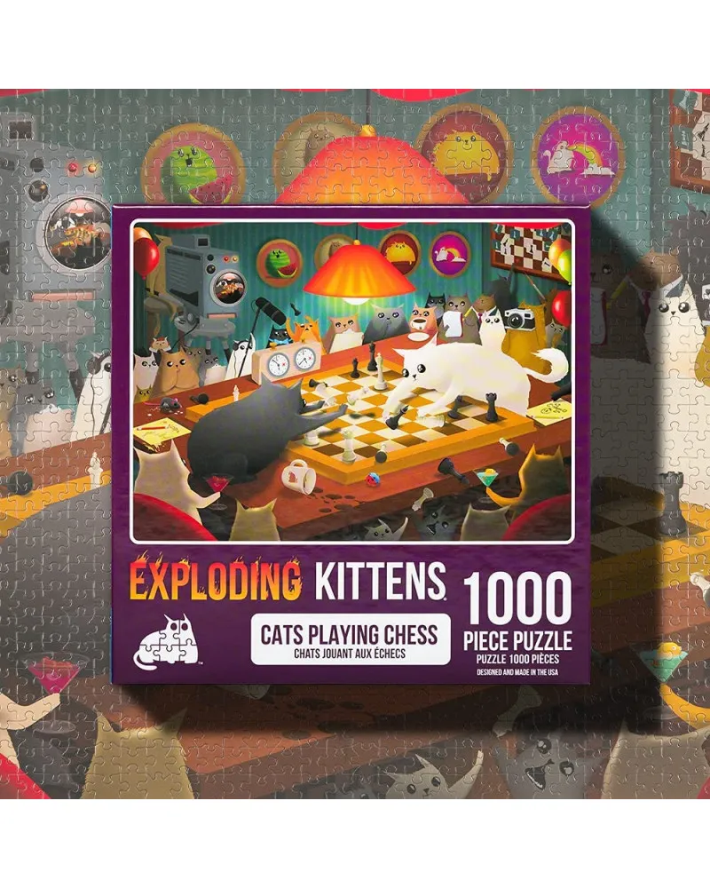 Puzzle for Adults Explodings Kittens - Cats Playing Chess 