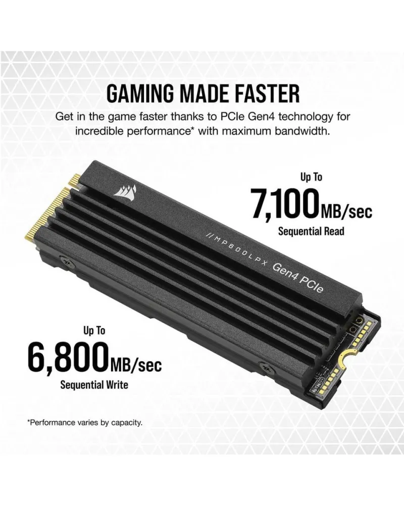 SSD Corsair MP600 Pro LPX 1TB PCIe Gen 4 NVMe M.2 2280 - Black 