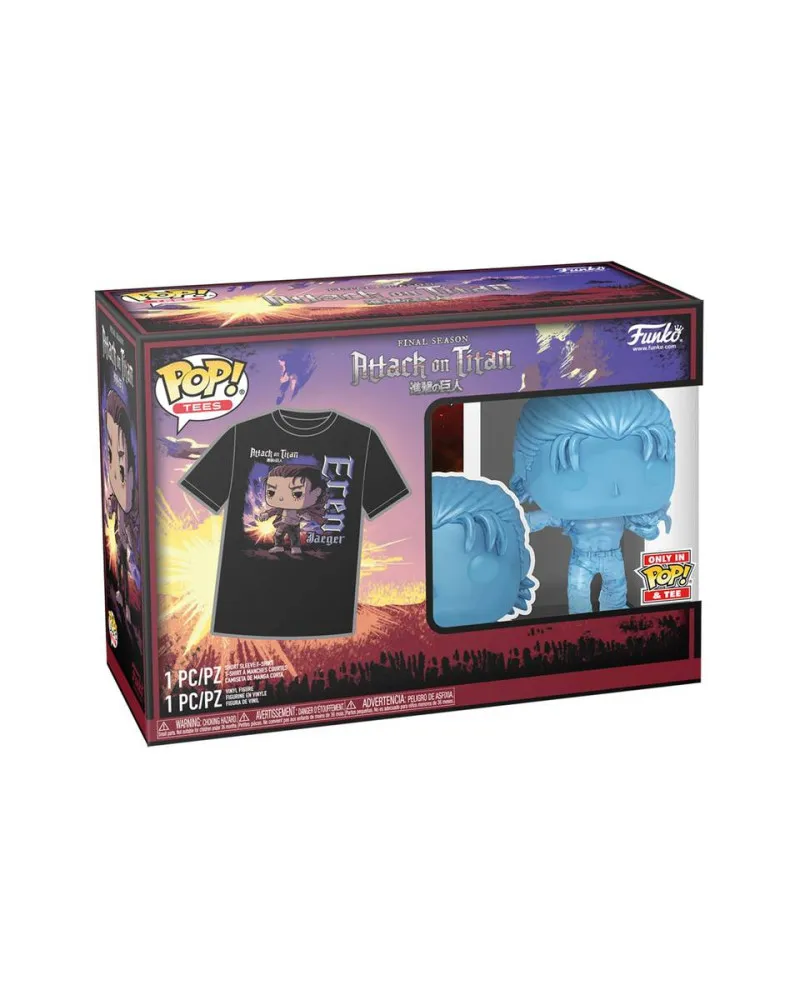 Set Bobble Figure Anime - Attack on Titan POP!  & Tee - Eren Jaeger (XL) 