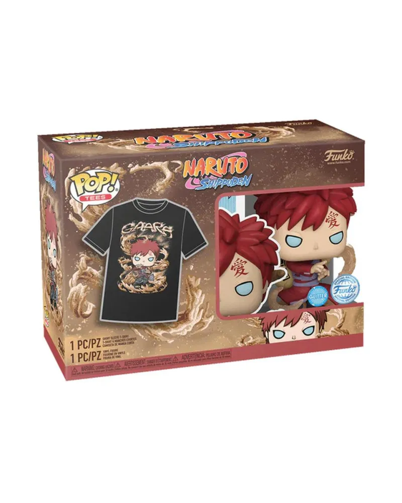 Set Bobble Figure Anime - Naruto Shippuden POP! & Tee - Gaara - Glitter - L 