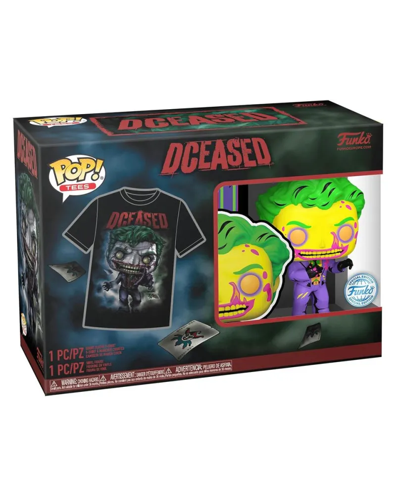 Set Bobble Figure DC - Funko POP & Tee - The Joker (Blacklight) Special Edition - L 