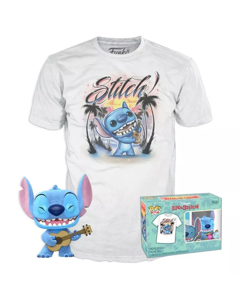 Set Bobble Figure Disney - Lilo & Stitch POP! & Tee - Ukelele Stitch (Flocked) - L 
