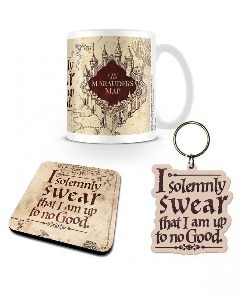 Šolja Harry Potter - Marauders Map - Gift Set - Mug, Coaster & Keychain 