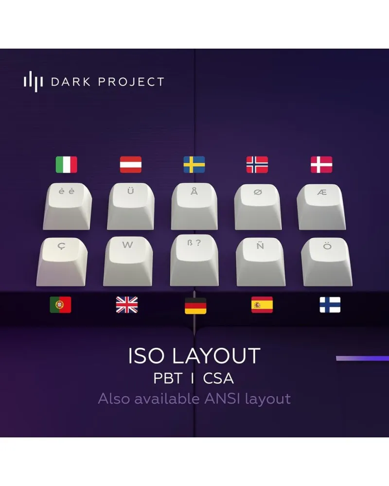 Tastatura Dark Project ALU87A Violet/White - Mechanical Gaming Keyboard (ANSI) 
