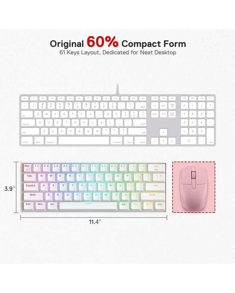 Tastatura Redragon Draconic K530 RGB Pro Bluetooth Red Switch - White 