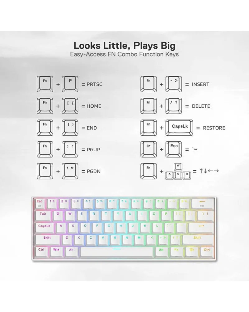 Tastatura Redragon Draconic K530 RGB Pro Bluetooth Red Switch - White 