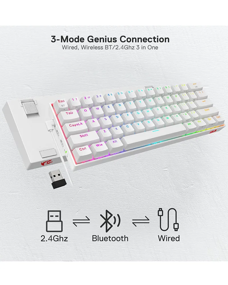 Tastatura Redragon Draconic K530 RGB Pro Bluetooth Brown Switch - White 