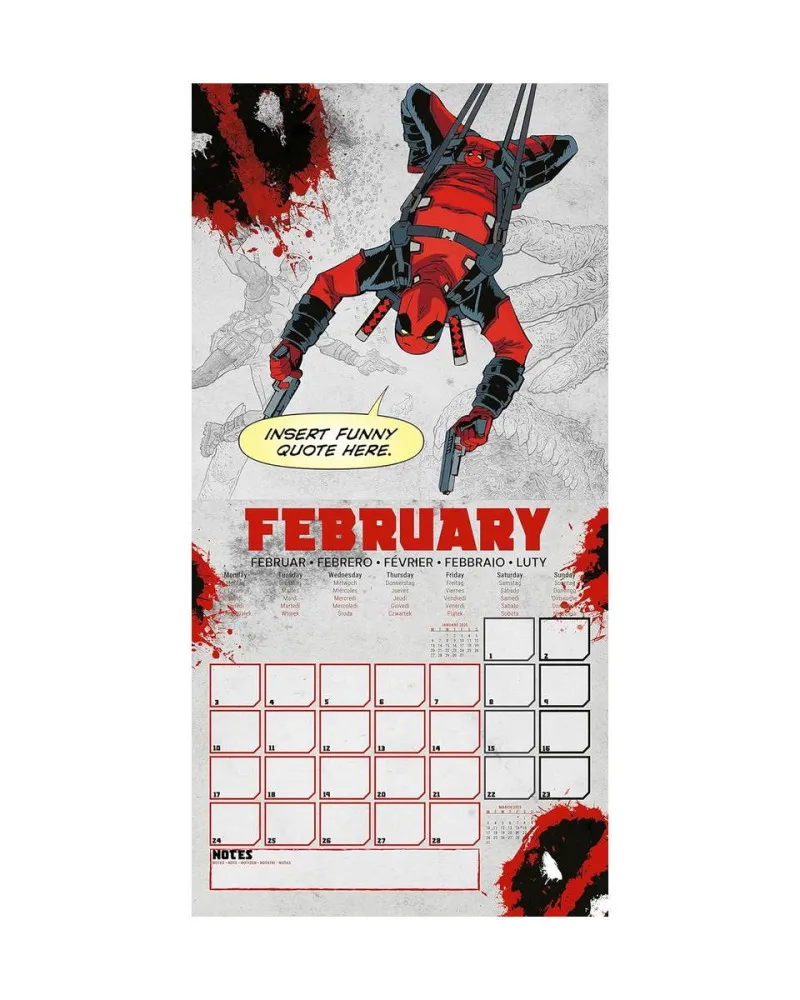 Zidni Kalendar Deadpool - 2025 Square Calendar 30x30cm 