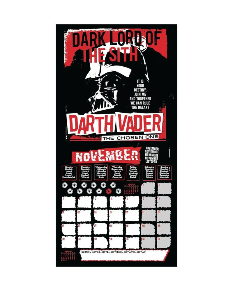 Zidni Kalendar Star Wars Villains - 2025 Square Calendar 30x30cm 