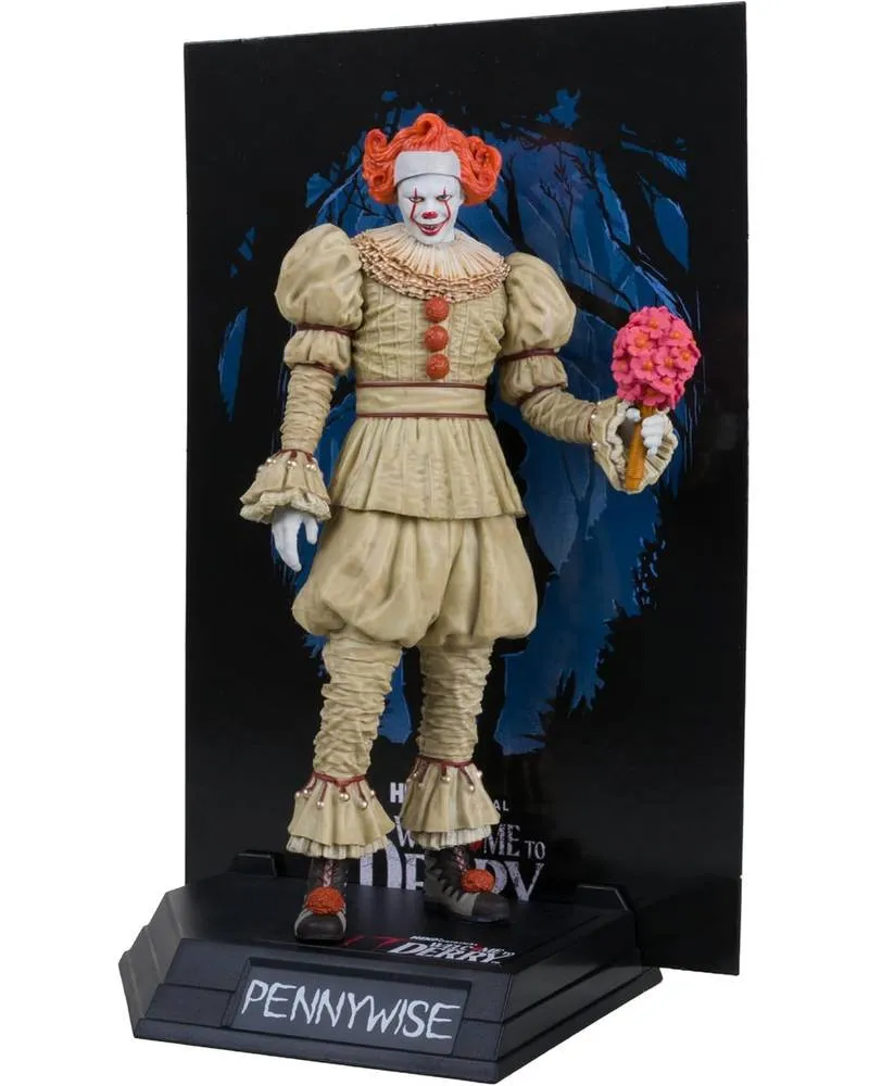 Action Figure IT: Welcome To Derry- Movie Maniacs PVC - Pennywise (Flashback) - Gold Label