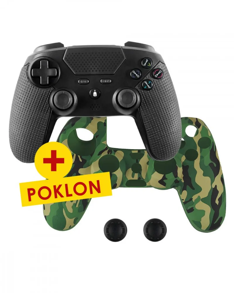 Gamepad Spartan Gear - Aspis 2 + Controller Silicon Skin Cover & Thumb Grips Camo Green 