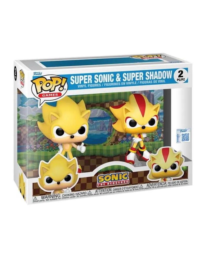 Bobble Figure Sonic The Hedgehog POP! - 2 Pack - Super Sonic And Shadow (Flocked) 
