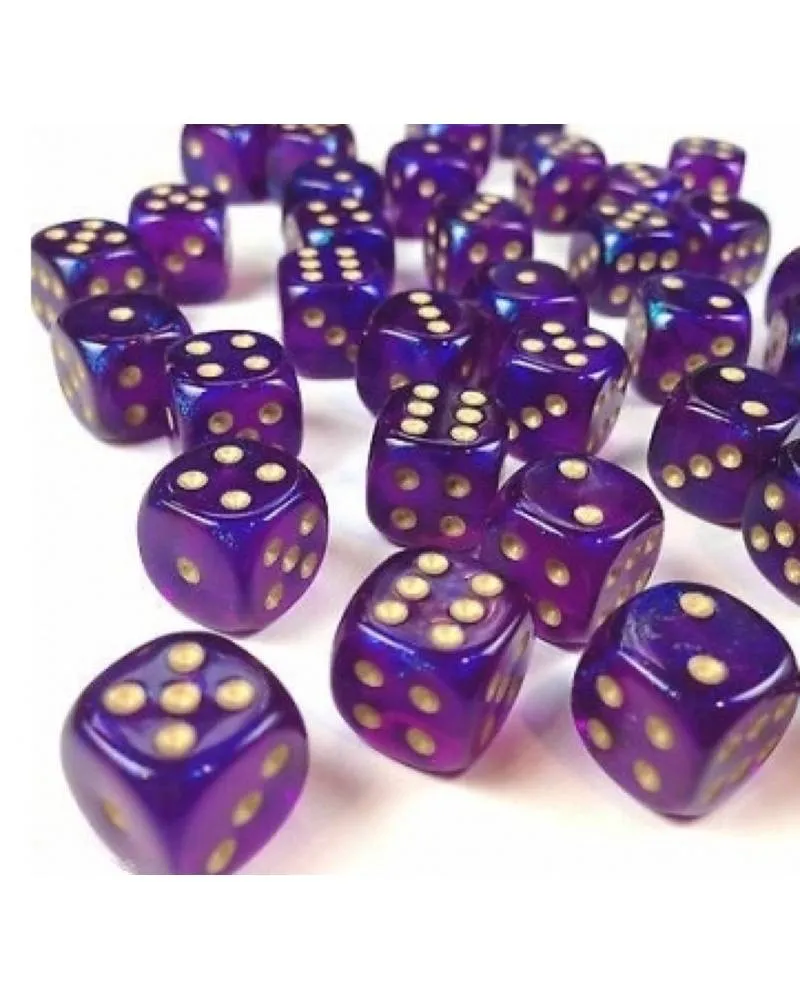 Kockice Chessex - Borealis - Luminary - Royal Purple & Gold - Dice Block12mm (36) 