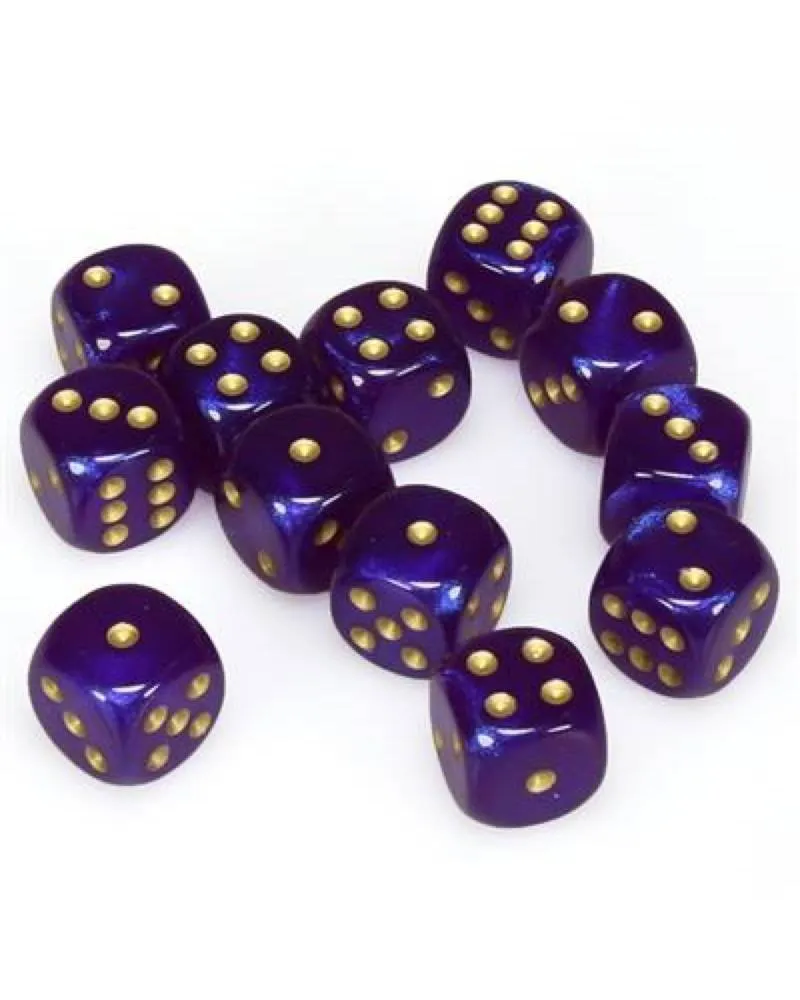 Kockice Chessex - Borealis - Luminary - Royal Purple & Gold - Dice Block12mm (36) 
