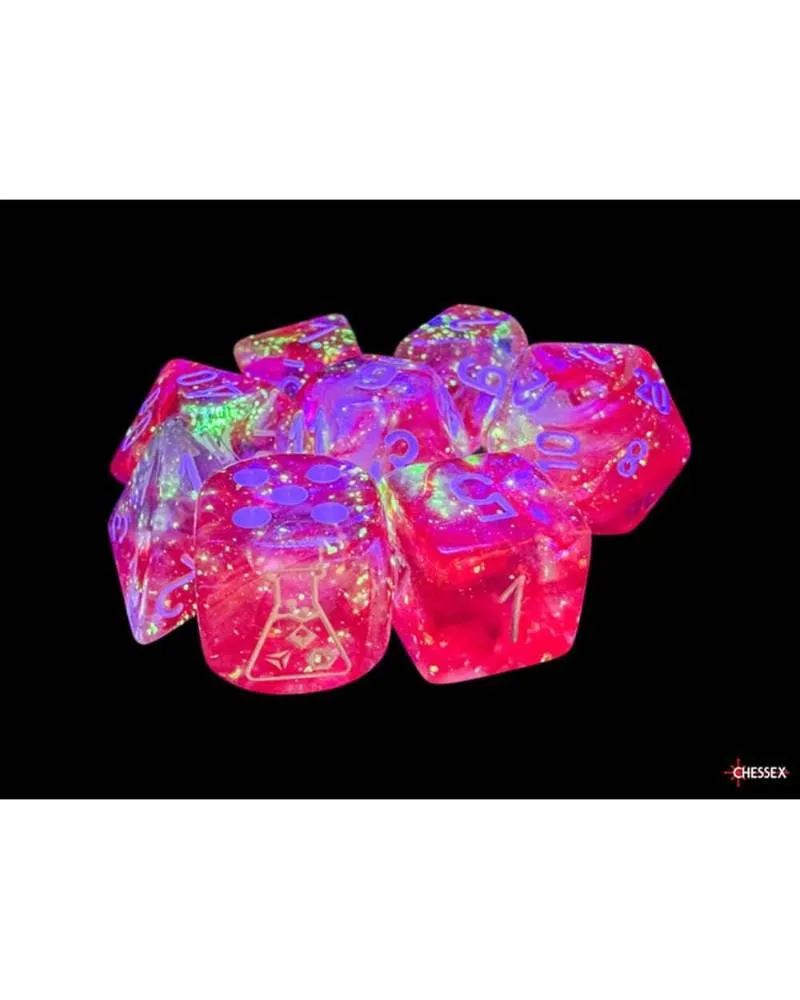 Kockice Chessex - Borealis - Polyhedral - Luminary - Passion & White (7) 