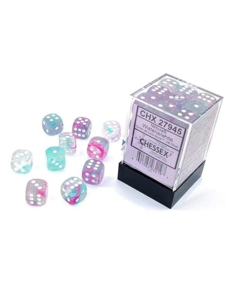 Kockice Chessex - Nebula - Luminary - Wisteria & White 12mm (36) 