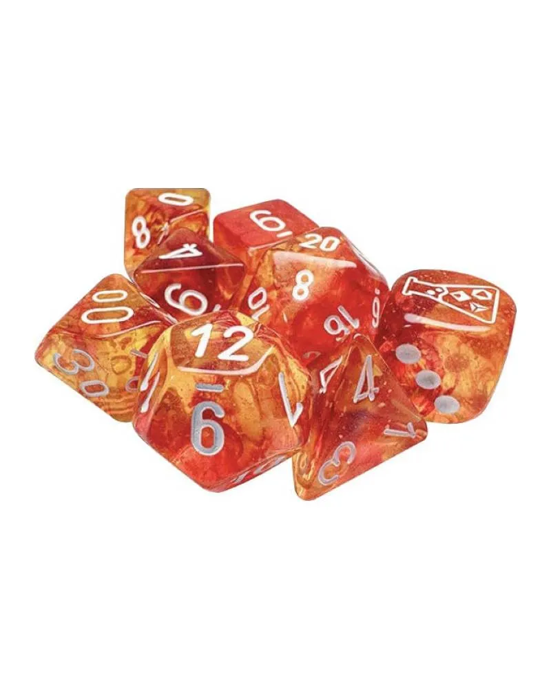 Kockice Chessex - Nebula - Polyhedral - Luminary - Molten & White (7) 
