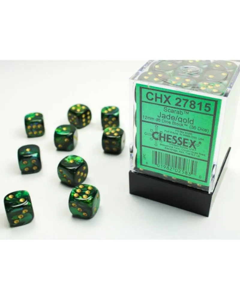 Kockice Chessex - Scarab - Jade & Gold 12mm (36) 