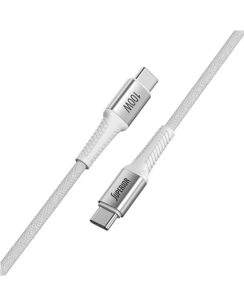 Kabl Superior SU-K152 USB-C 100W - Pleteni 1m - White 
