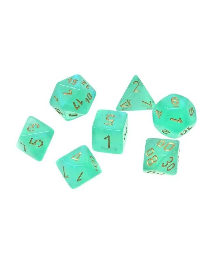 Kockice Chessex - Borealis- Light Green & gold - Role Playing 7 Dice Set