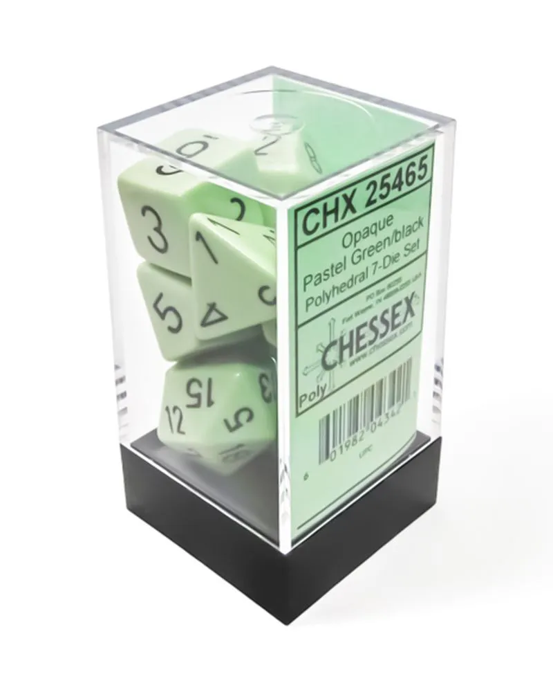 Kockice Chessex - Opaque - Polyhedral - Pastel Green-Black (7) 