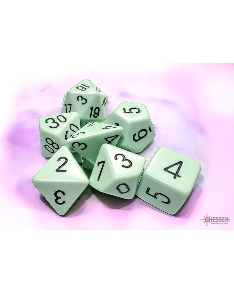 Kockice Chessex - Opaque - Polyhedral - Pastel Green-Black (7) 