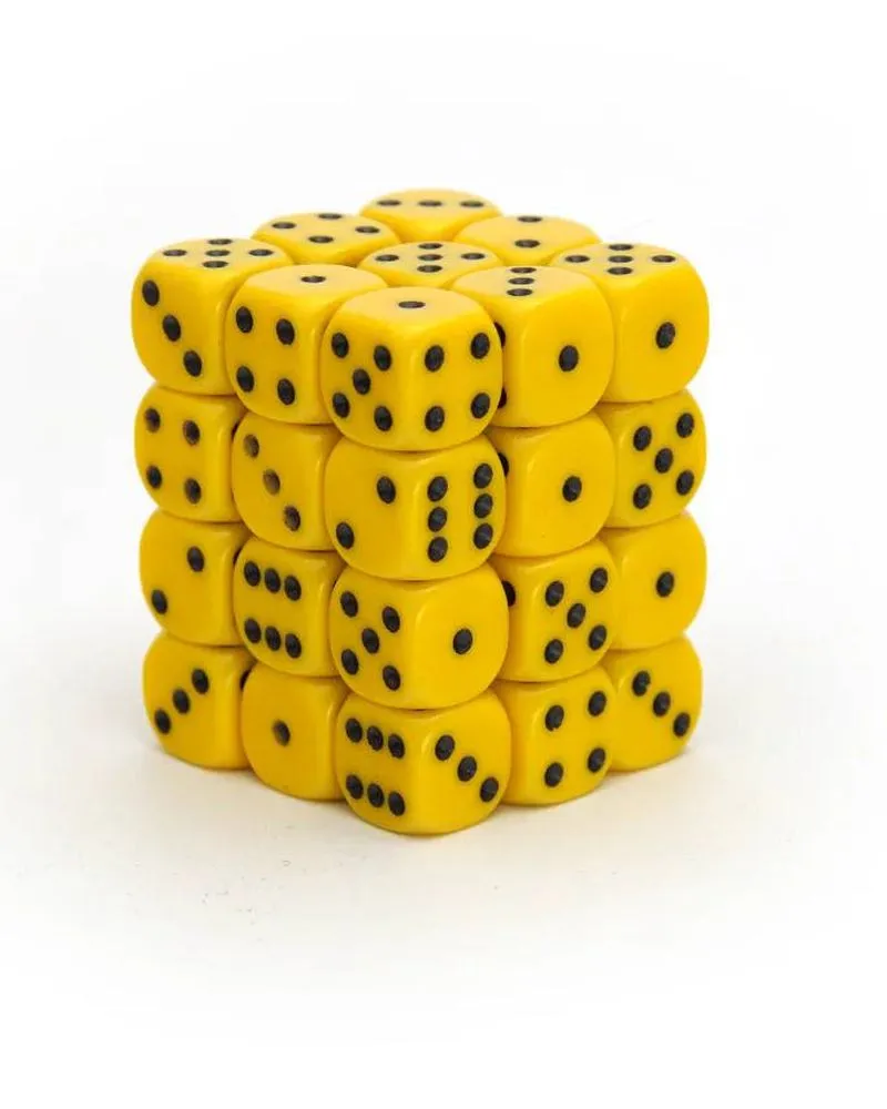 Kockice Chessex - Opaque - Yellow & Black - Dice Block (36) 12mm 