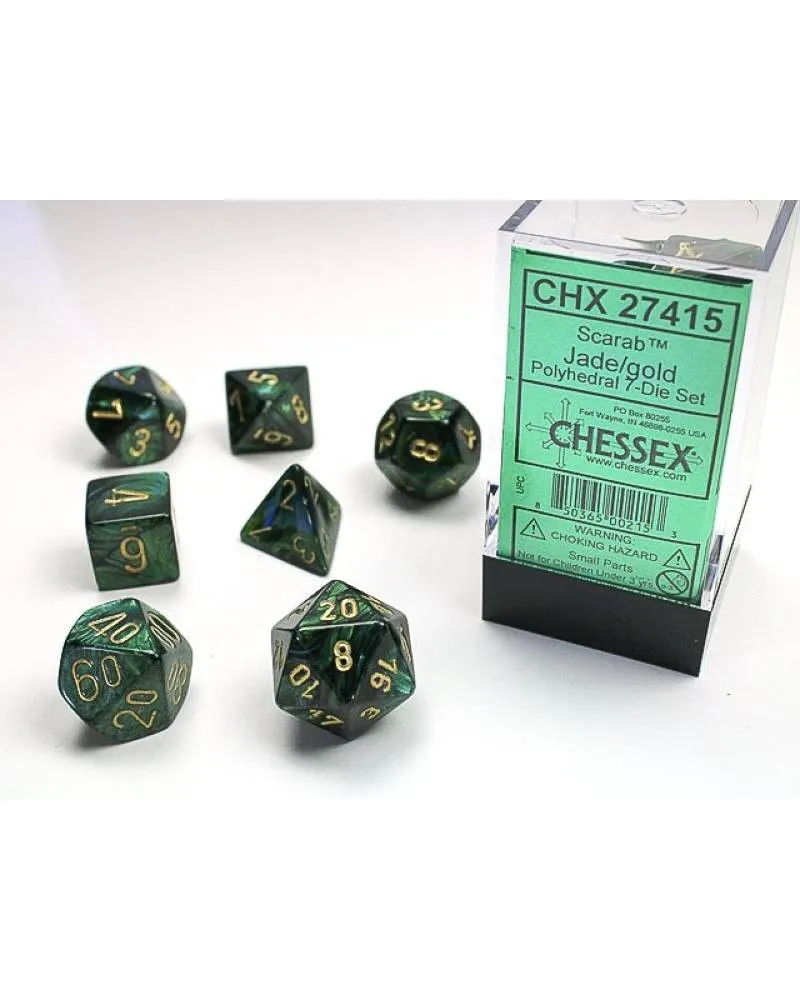Kockice Chessex - Scarab - Polyhedral - Jade & Gold (7) 