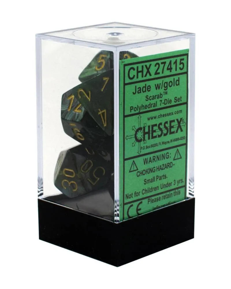 Kockice Chessex - Scarab - Polyhedral - Jade & Gold (7) 
