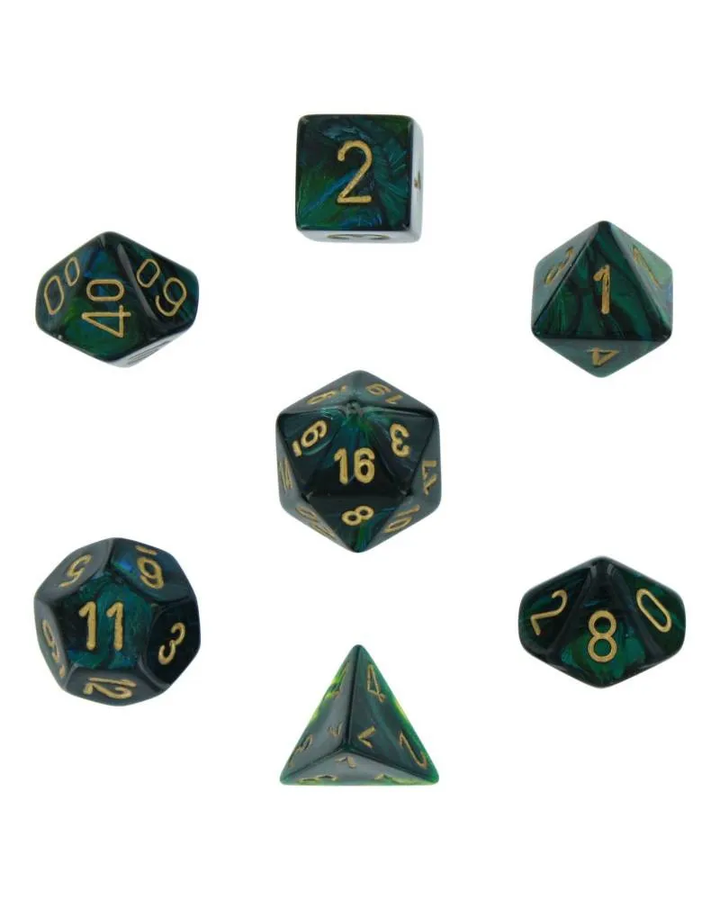 Kockice Chessex - Scarab - Polyhedral - Jade & Gold (7) 