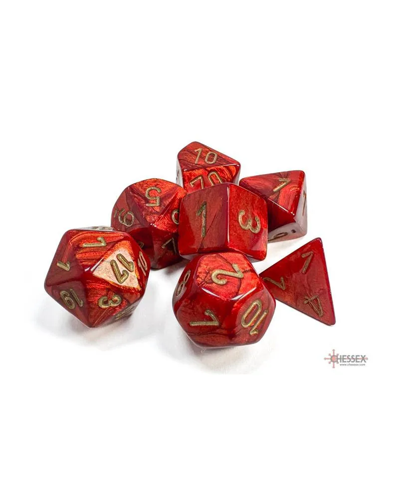 Kockice Chessex - Scarab - Polyhedral - Scarlet & Gold (7) 