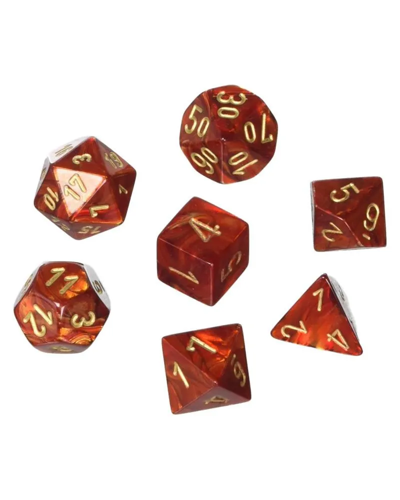 Kockice Chessex - Scarab - Polyhedral - Scarlet & Gold (7) 