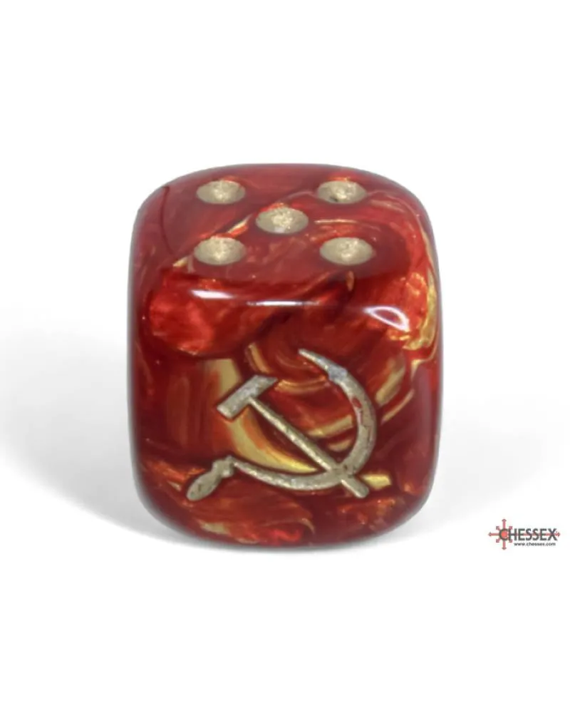 Kockice Chessex - Scarab - Soviet Union War Dice - Scarlet-gold - Dice Block 16mm (12) 