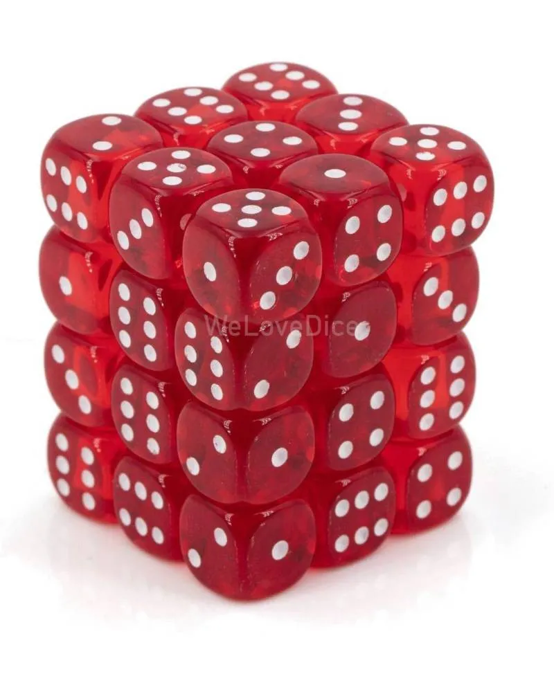 Kockice Chessex - Translucent - Red & White - Dice Block 12mm (36) 