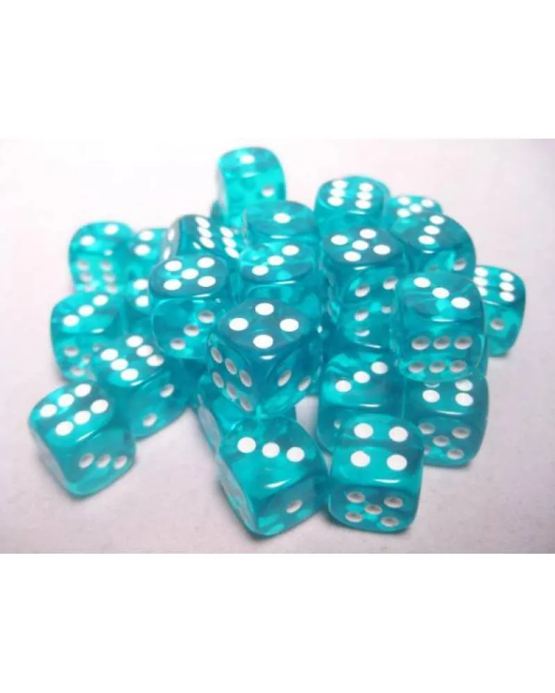 Kockice Chessex - Translucent - Teal & White - Dice Block 12mm (36)