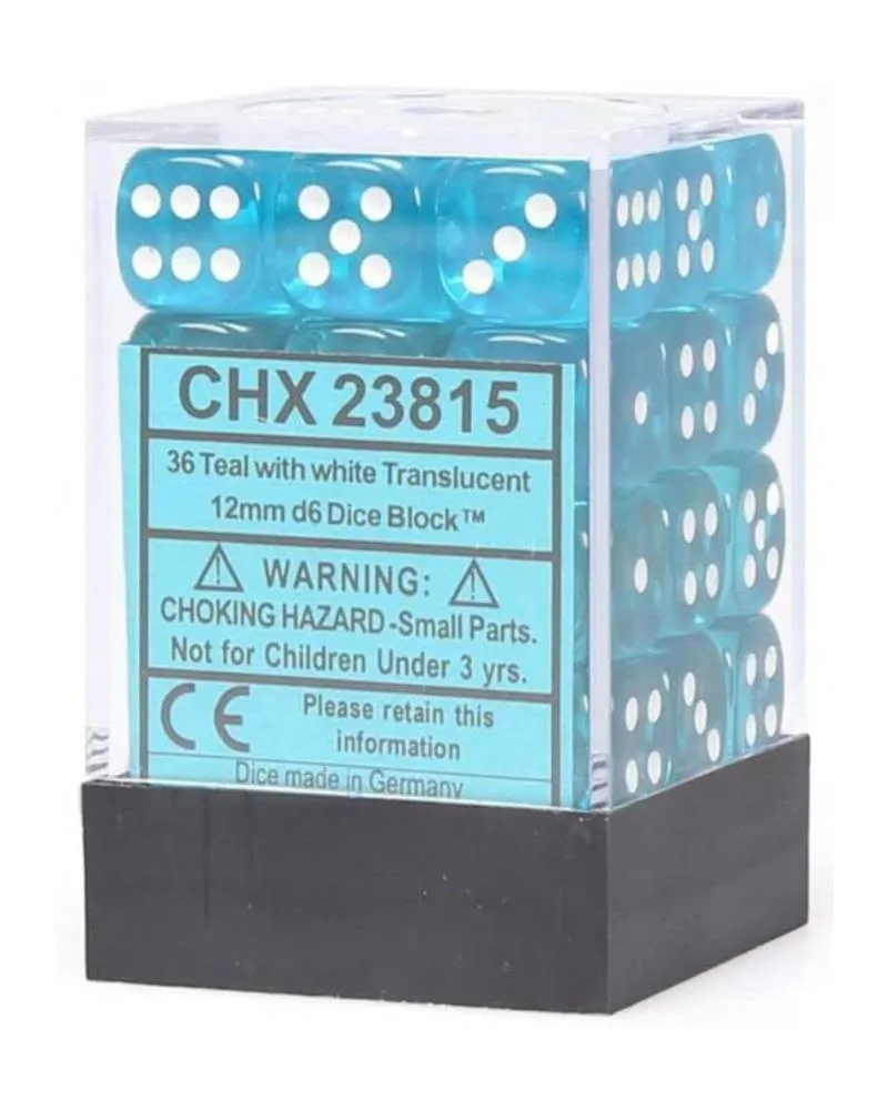 Kockice Chessex - Translucent - Teal & White - Dice Block 12mm (36)